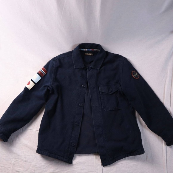 Napapijri Other - Napapijri Geographic Men's Navy Blue Button Up Overshirt Jacket Flags Size M